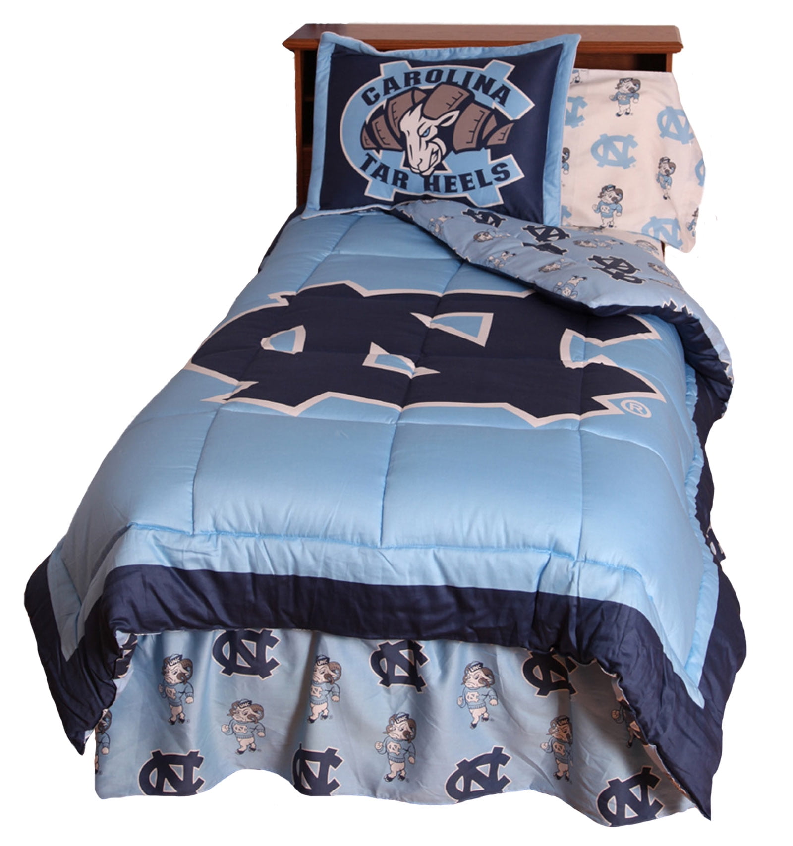 North Carolina Tar Heels 3 Pc Comforter Set, 1 Comforter, 2 Shams, Queen