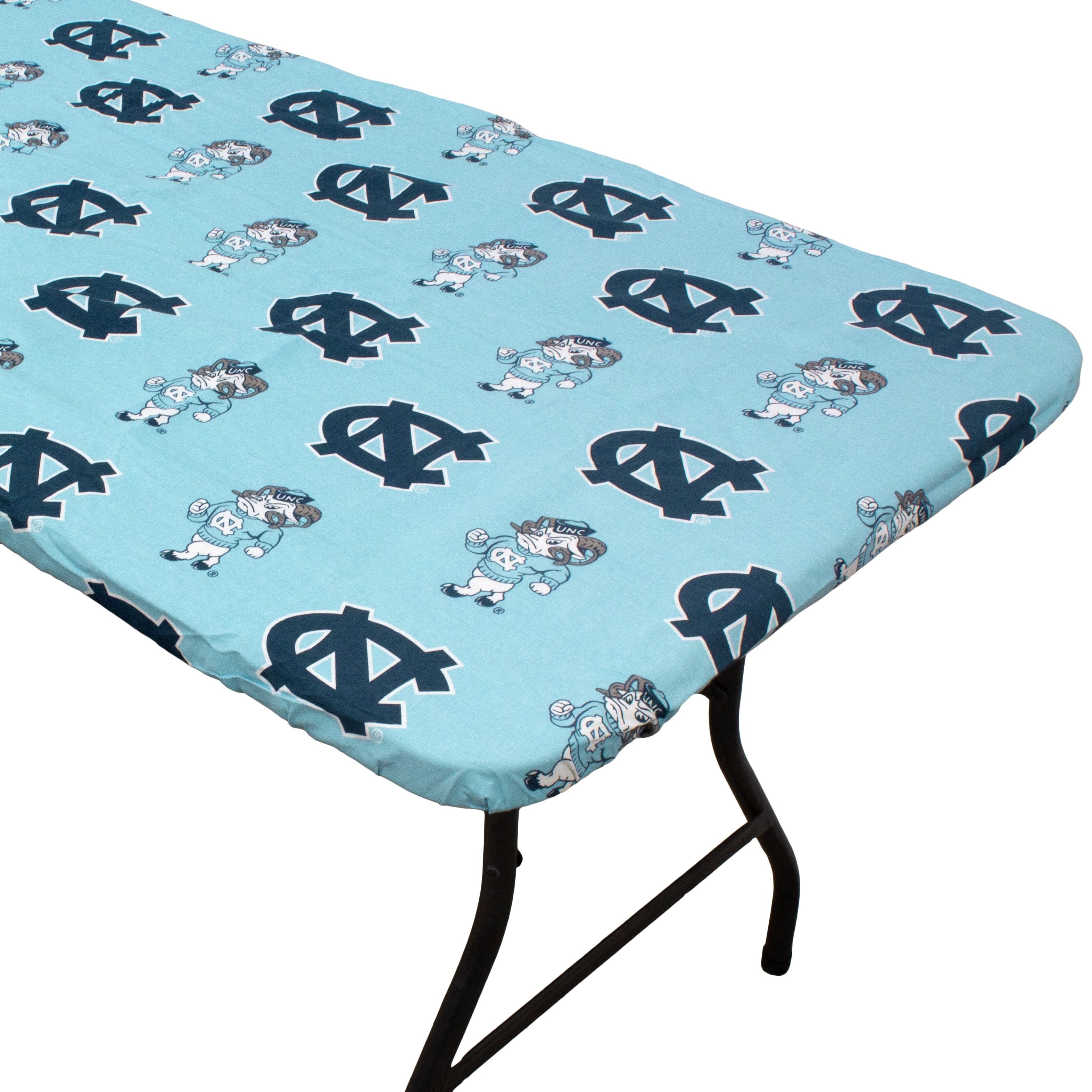 North Carolina Tar Heels Tailgate Fitted Tablecloth, 33" x 33", Card Table 96" x 30", 8 ft table