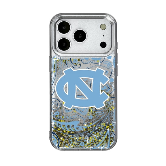 North Carolina Tar Heels iPhone Glitter Paisley Design Case