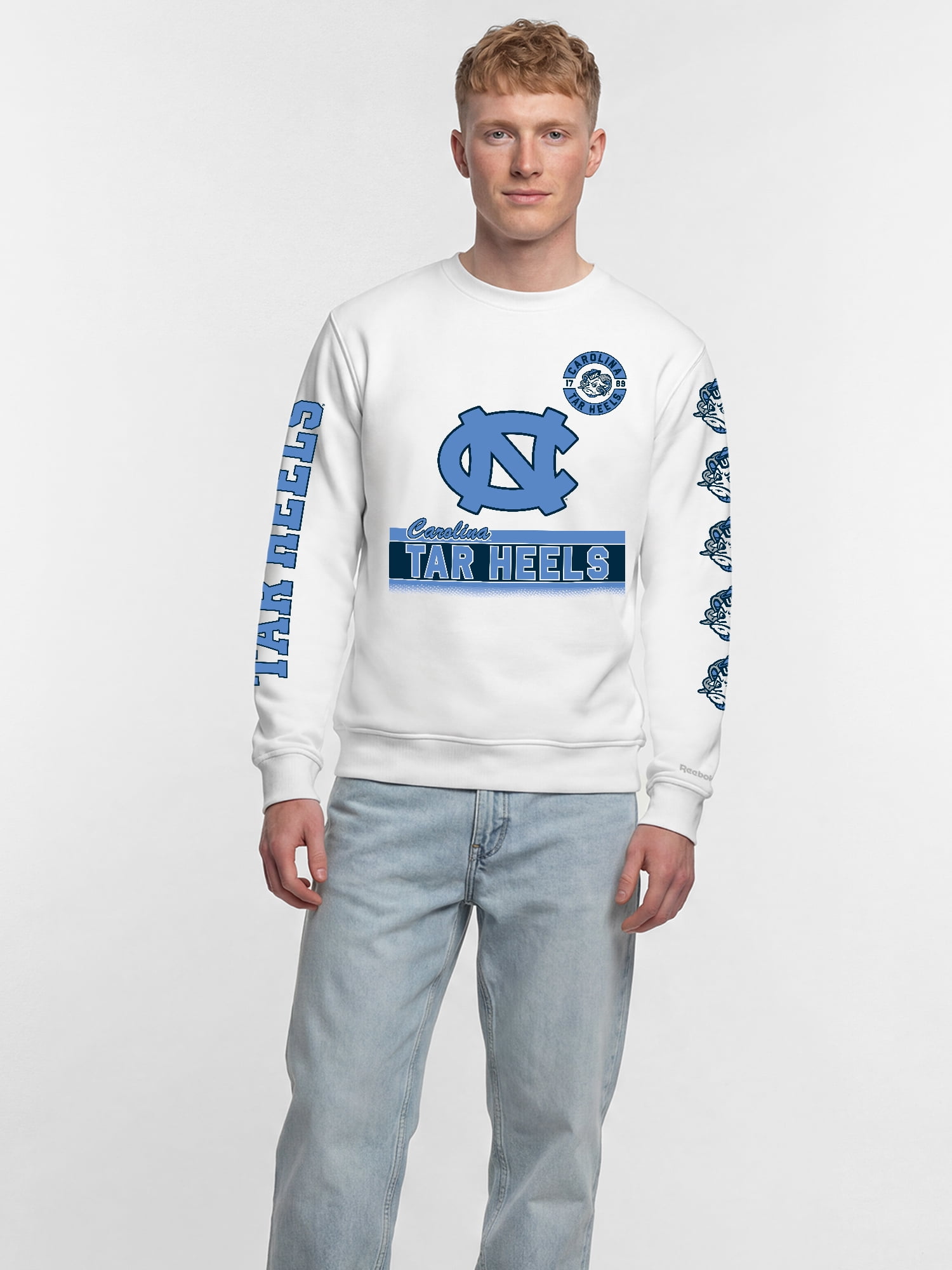 North Carolina Tar Heels Reebok Mens White Crew Sweatshirt