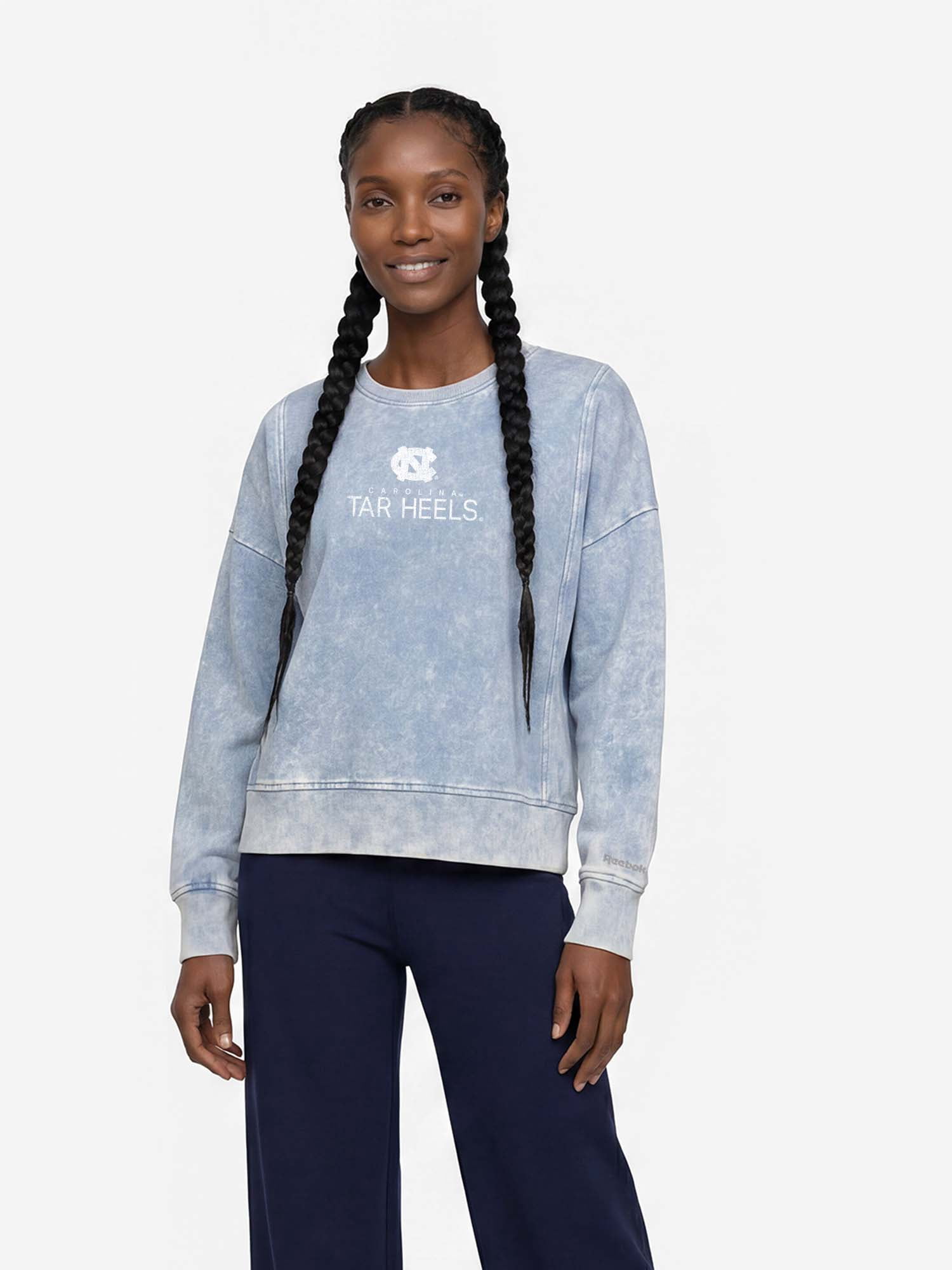North Carolina TarHeels Reebok Womens Denim Wash Crew Neck Sweatshirt