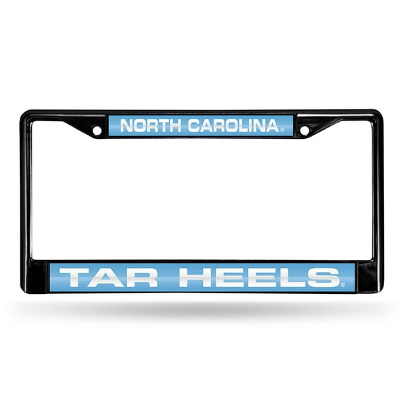 North Carolina UNC Tar-Heel's Black Chrome Metal Laser Cut License Plate Frame