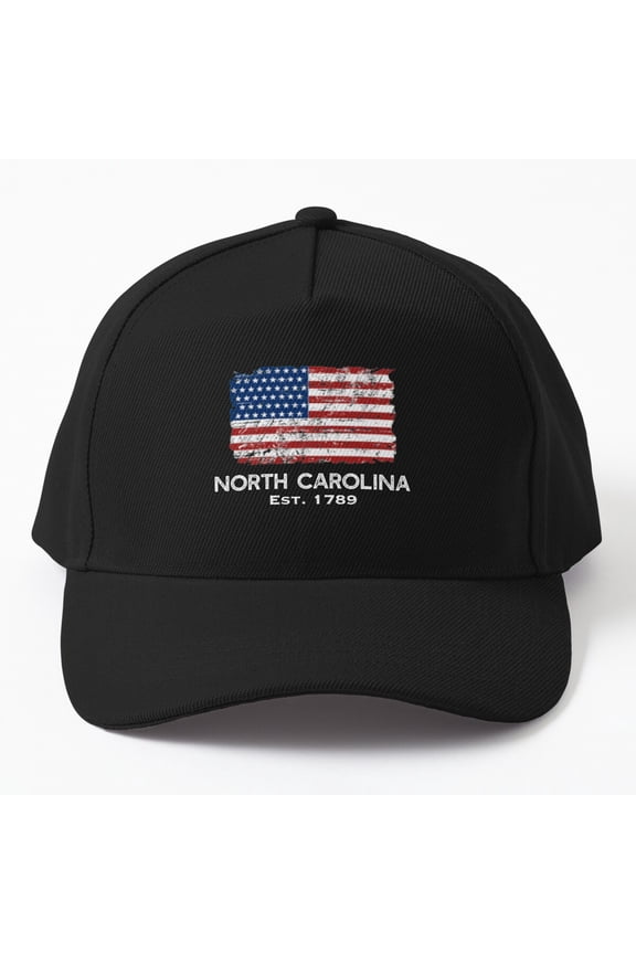 North Carolina USA Flag Baseball Hat, Fourth of July State Heritage Design, Classic Cap