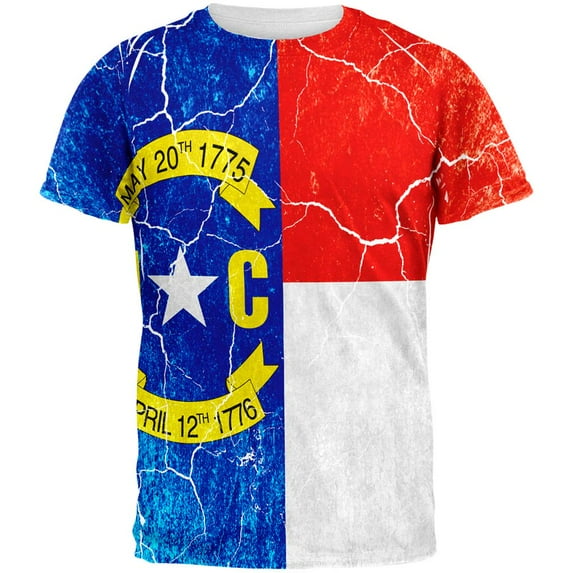 North Carolina Vintage Distressed State Flag All Over Mens T Shirt Multi SM