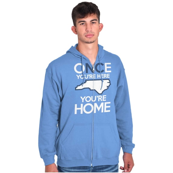 North Carolina You're Home Here Cute Zip Up Hoodie Men's Women's Brisco Brands M