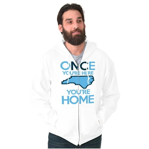 North Carolina You're Home Here Cute Zip Up Hoodie Men's Women's Brisco Brands X