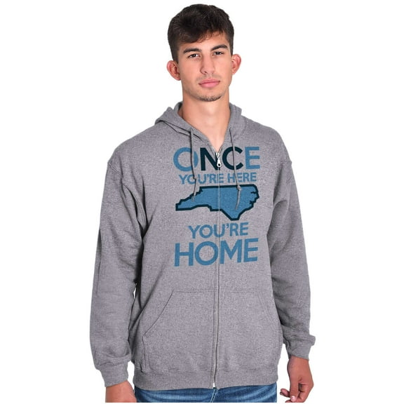 North Carolina You're Home Here Cute Zip Up Hoodie Men's Women's Brisco Brands X