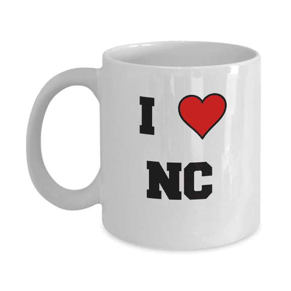 North Carolina coffee mug, I Love North Carolina NC Abbreviation USA States Ceramic Coffee Mug Tea Cup Gifts Mugs 11 oz Funny Mugs