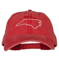 thumbnail image 1 of North Carolina with Map Outline Embroidered Washed Cotton Twill Cap - Red OSFM, 1 of 5
