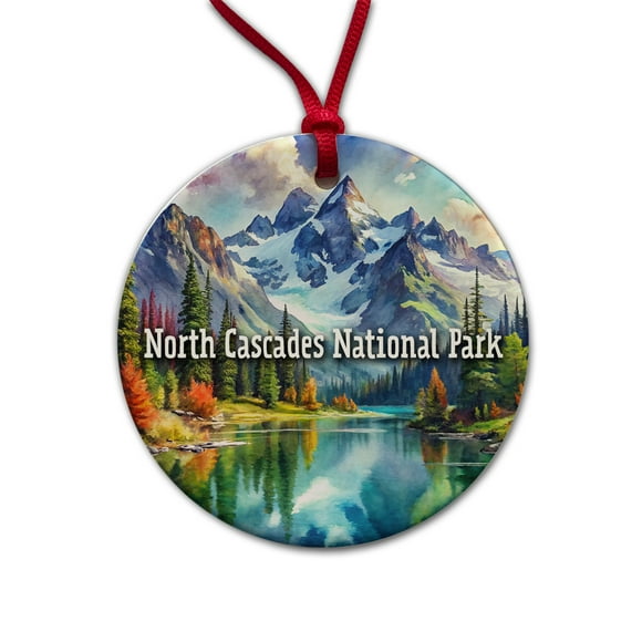 North Cascades National Park Washington Christmas Tree Holiday Round Ceramic Ornament