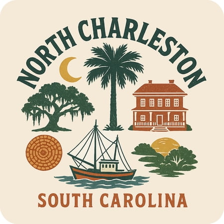 North Charleston South Carolina Keepsakes Souvenir Vinyl Sticker – Destination Travel Keepsake Collectible (3-Inches Wide)
