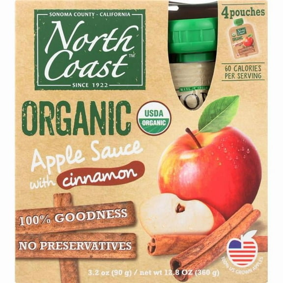 North Coast 4 Poches Cinnamon Organic Apple Sauce