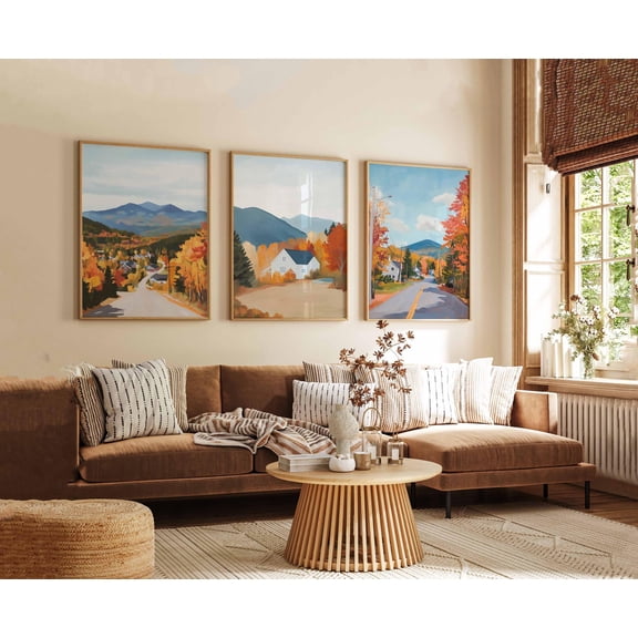 North Conway New Hampshire Posters Vintage Travel Prints USA Mountain Wall Art White Mountains Decor Ski Town Poster Set Set 3