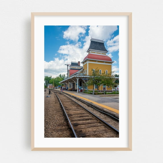 North Conway Station - Conway New Hampshire Photography Oak Framed Wall Art Print 20 x 30 inches