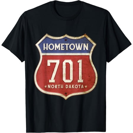 North Dakota Area Code 701 Vintage Road Sign Home Town T-Shirt, Unisex T-Shirt