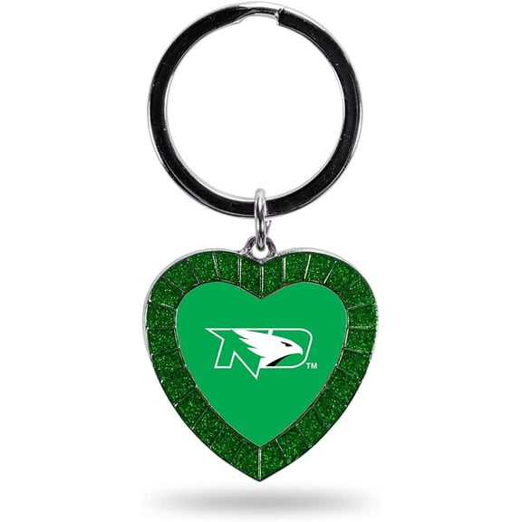 North Dakota Fighting Hawks Keychain Rhinestone Heart Decal Emblem Team Color University of