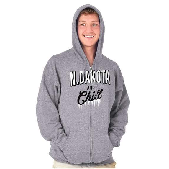 North Dakota Funny Midwest Winter ND Unisex Fleece Graphic Zip Up Hoodie Brisco Brands 2X