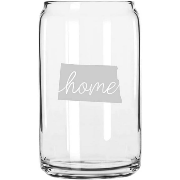 North Dakota Home States Etched 16oz Libbey Can Glass
