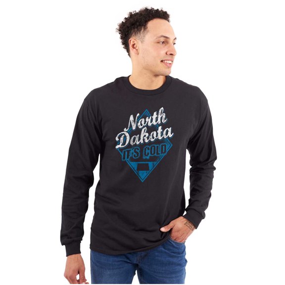 North Dakota It's Cold Funny Retro Long Sleeve TShirt Men Women Brisco Brands S