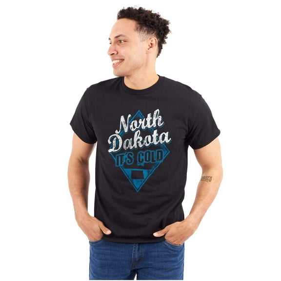 North Dakota It's Cold Funny Retro Men's Graphic T Shirt Tees Brisco Brands S