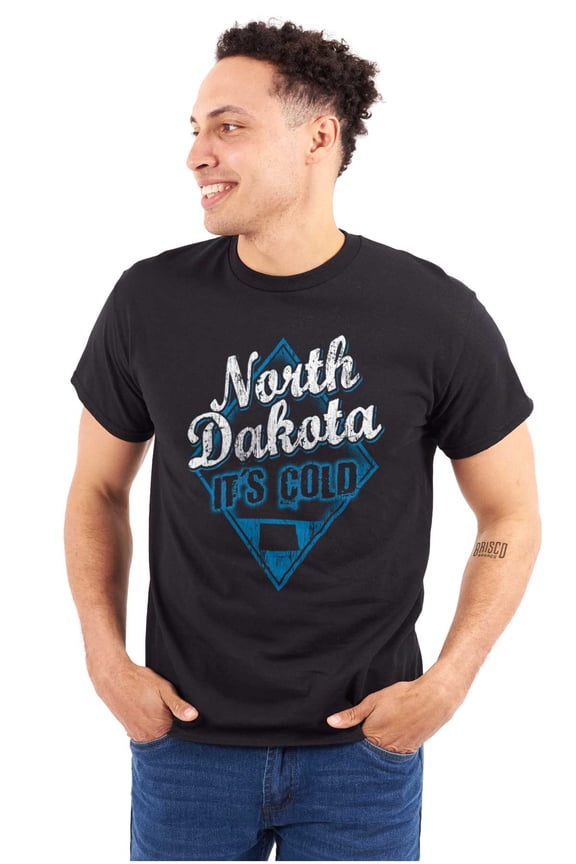 North Dakota It's Cold Funny Retro Men's Graphic T Shirt Tees Brisco Brands S
