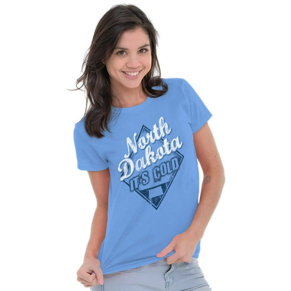 North Dakota It's Cold Funny Retro Women's T Shirt Ladies Tee Brisco Brands X