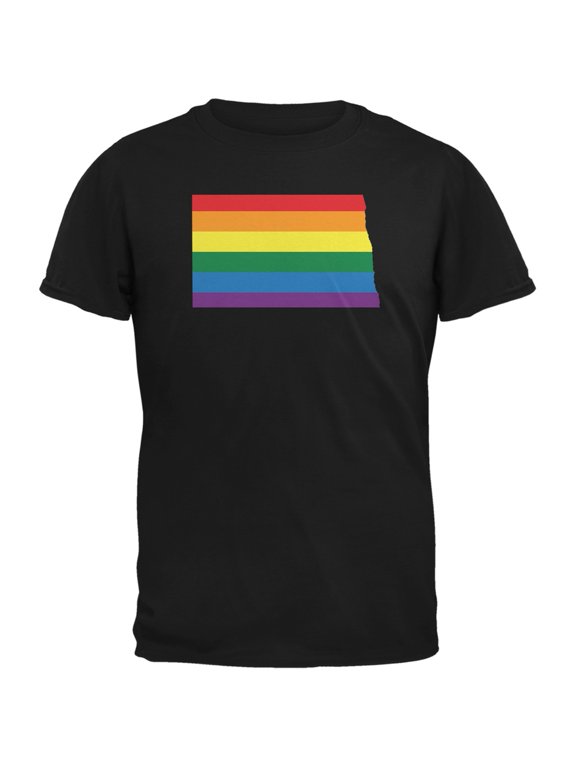 North Dakota LGBT Gay Pride Rainbow Black Adult T-Shirt - Small