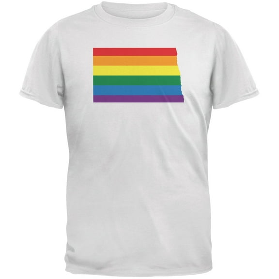 North Dakota LGBT Gay Pride Rainbow White Adult T-Shirt - Medium