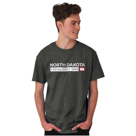 North Dakota Map Shape Established Men's Graphic T Shirt Tees Brisco Brands X