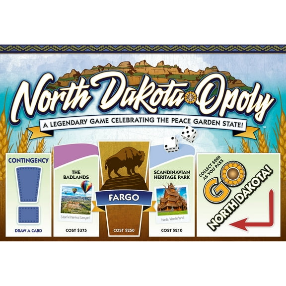 North Dakota Opoly Board Game, by Late for the Sky
