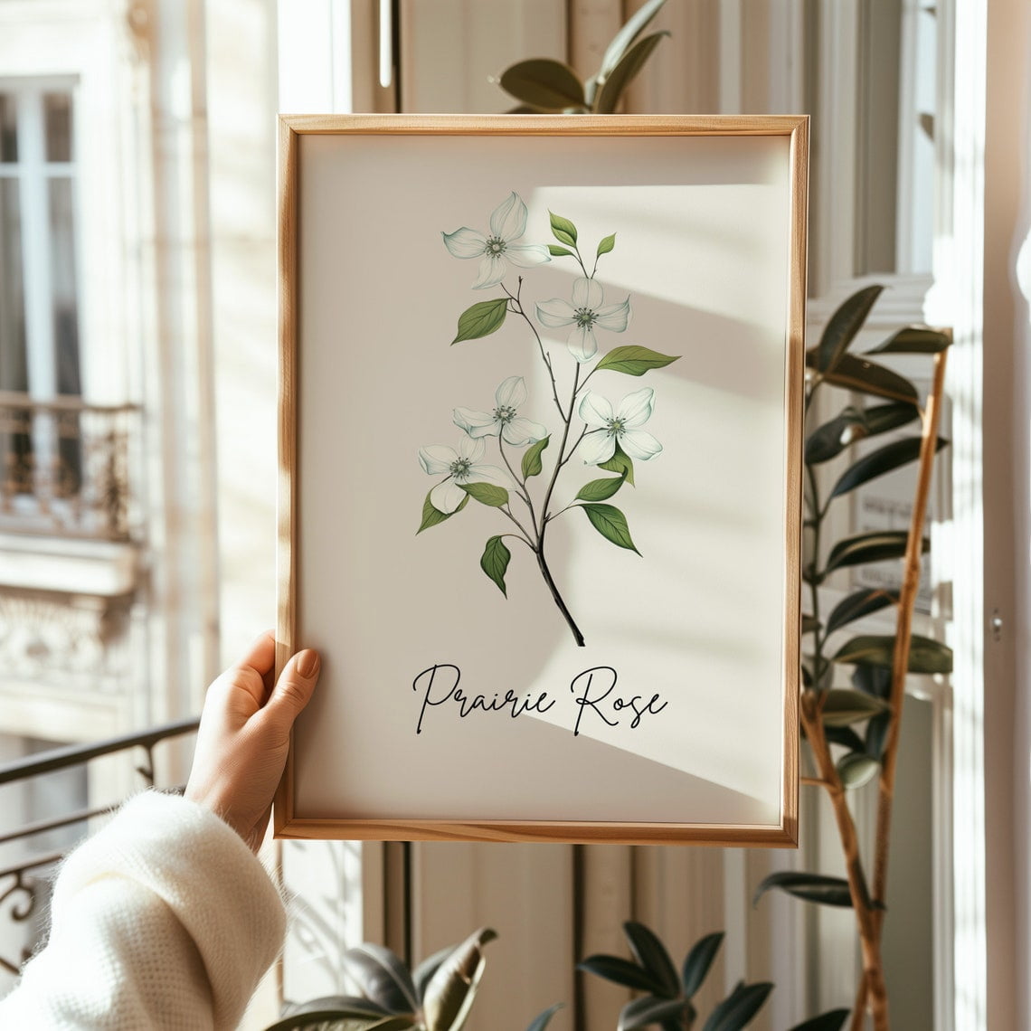 North Dakota Prairie Rose Line Art Poster: Minimalist State Flower ...