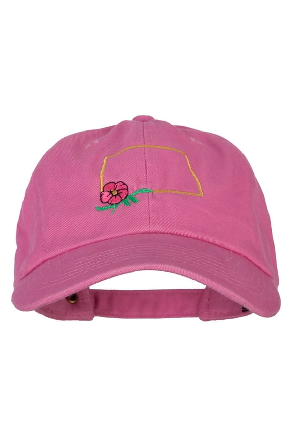 North Dakota Prairie Rose with Map Embroidered Unstructured Washed Cap - Hot Pink OSFM