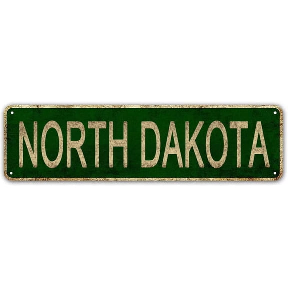 North Dakota Sign, America State Name Vintage Metal Tin Sign, Wall Decor for Office/Home/Classroom 4x16 Inches