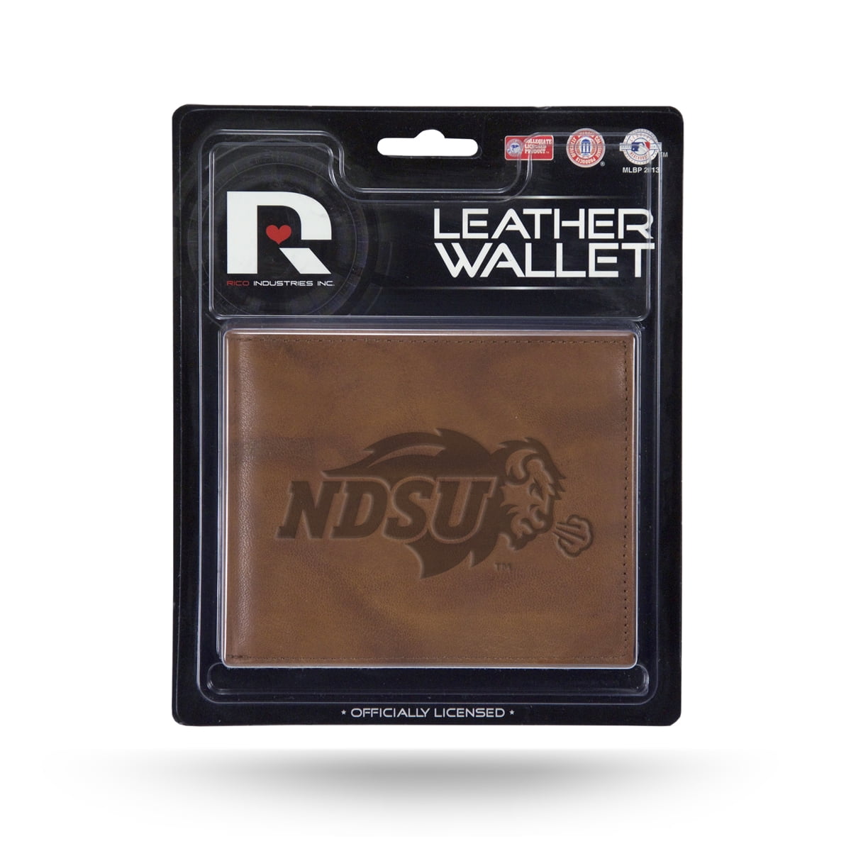 North Dakota State Bison Brown Leather Wallet, Bifold Billfold, Embossed Laser Engraved