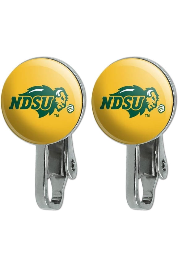 North Dakota State Bison Logo Secondary Novelty Clip-On Stud Earrings[c309]