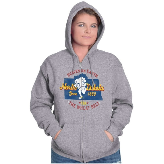 North Dakota State Pride Betty Boop Women Plus Size Zipper Hoodie Brisco Brands 5X