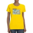 thumbnail image 1 of North Dakota State Tourist Map T-Shirt Women -Image by Shutterstock, Female Medium, 1 of 4