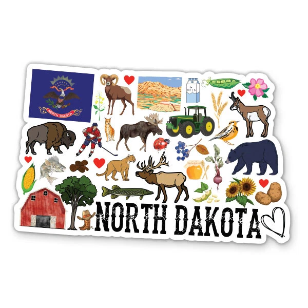 North Dakota State Travel Sticker Phone Decal Water Bottle Stickers Car ...