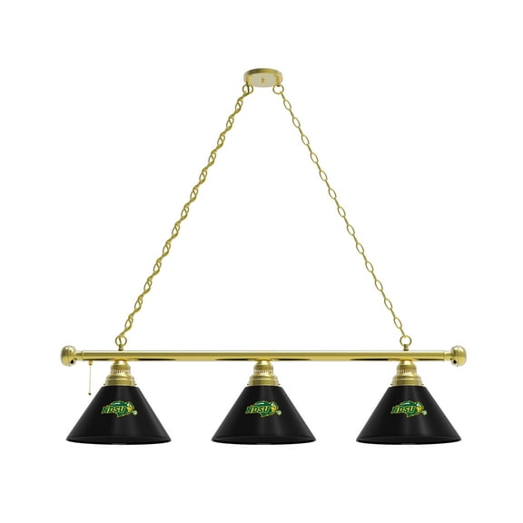 North Dakota State University 3 Shade Billiard Light with Brass Fixture