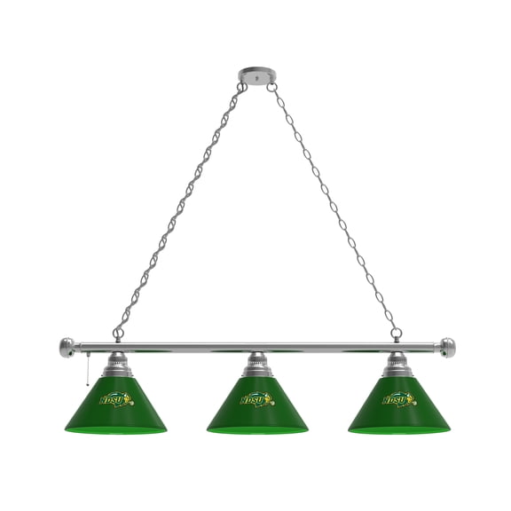 North Dakota State University 3 Shade Billiard Light with Chrome FIxture