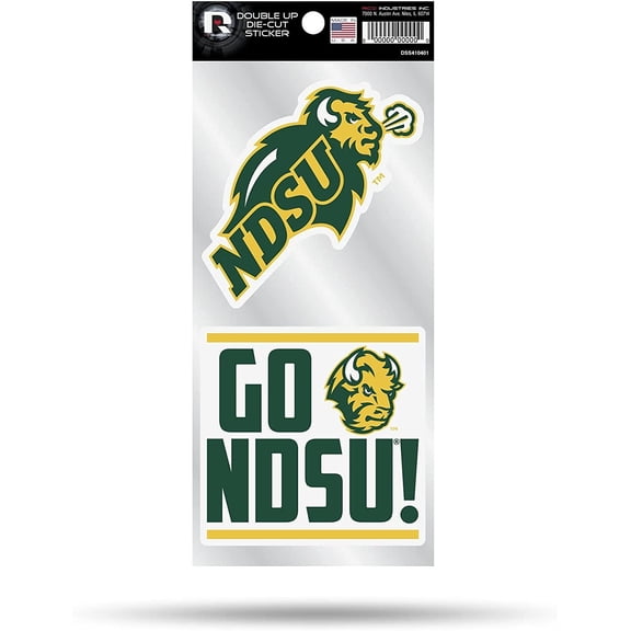 North Dakota State University Bison 2-Piece Double Up Die Cut Sticker Decal Sheet, 4x8 Inch
