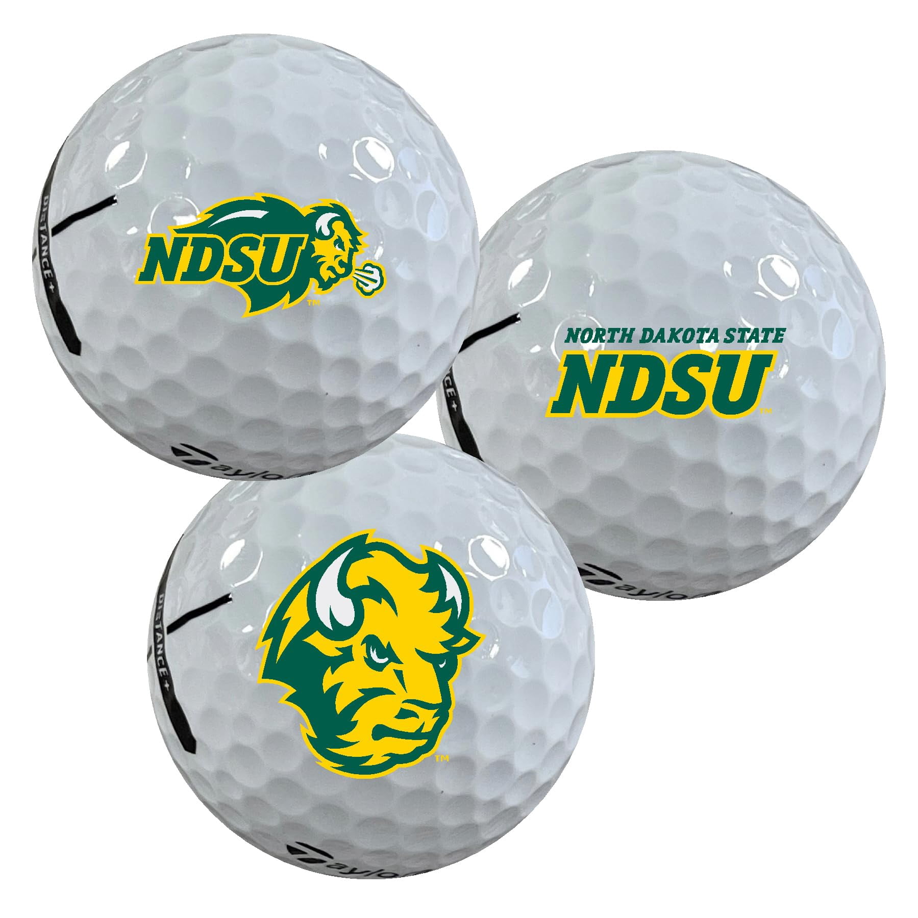 North Dakota State University Bison Logo Edition Officially Licensed NCAA Taylormade Distance+ Golf Balls 12-Pack (Dozen)
