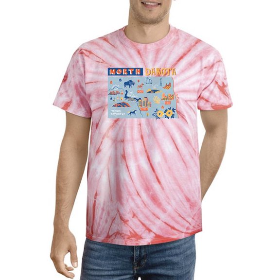 North Dakota Tourist Map. Tie Dye Cyclone Men -Image by Shutterstock, Male Medium