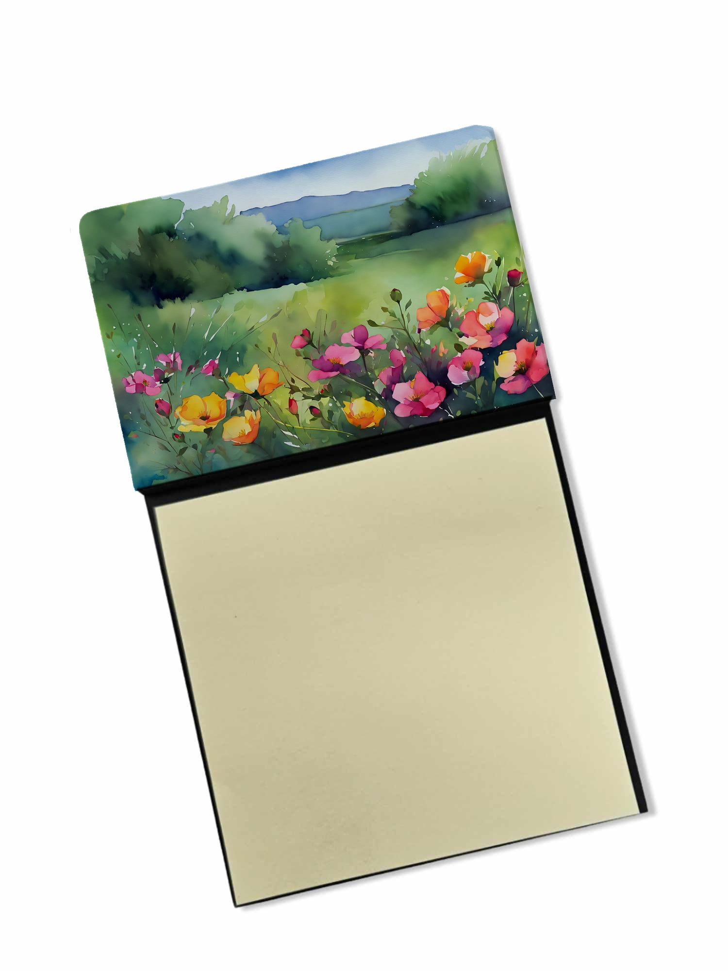 North Dakota Wild Prairie Roses in Watercolor Sticky Note Holder 3.25 in x 5.25 in