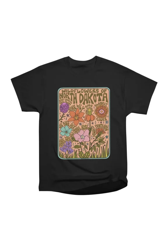 North Dakota Wildflowers T-Shirt Tee Gift For Him Merch For Her Apparel For Friend