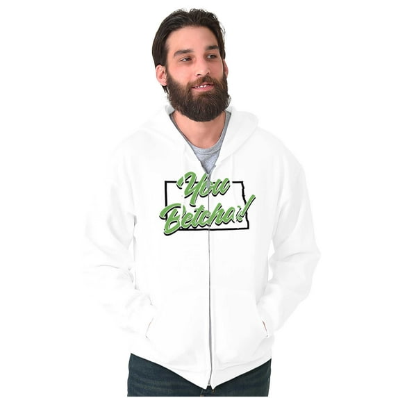 North Dakota You Betcha Midwest Slang Unisex Fleece Graphic Zip Up Hoodie Brisco Brands 5X