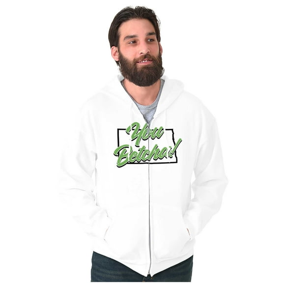 North Dakota You Betcha Midwest Slang Zip Up Hoodie Men's Women's Brisco Brands M