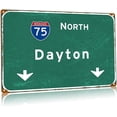 thumbnail image 1 of North Dayton Metal Tin Signs Interstate 75 Direction Signage Airport Highway Street Vintage Iron Poster Plaque Home Living Room Bar Restaurant Wall Decor 24x31.5 Inches, 1 of 5