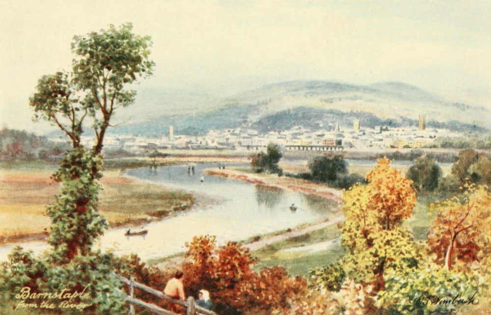 North Devon 1906 Barnstaple from the river Canvas Art - Henry Bowser Wimbush (24 x 36)