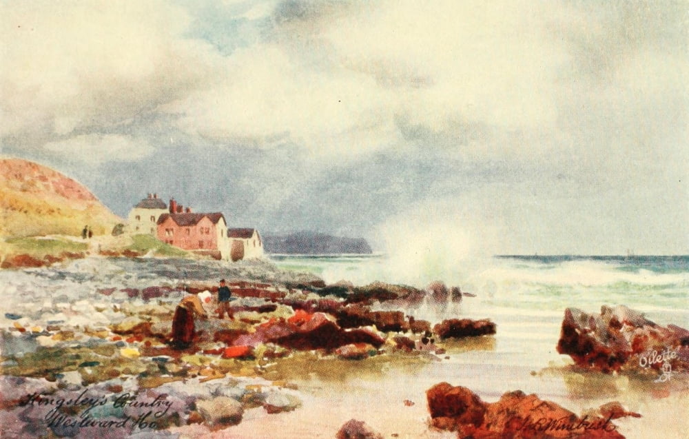 North Devon 1906 Beach at Westward Ho Canvas Art - Henry Bowser Wimbush (24 x 36)